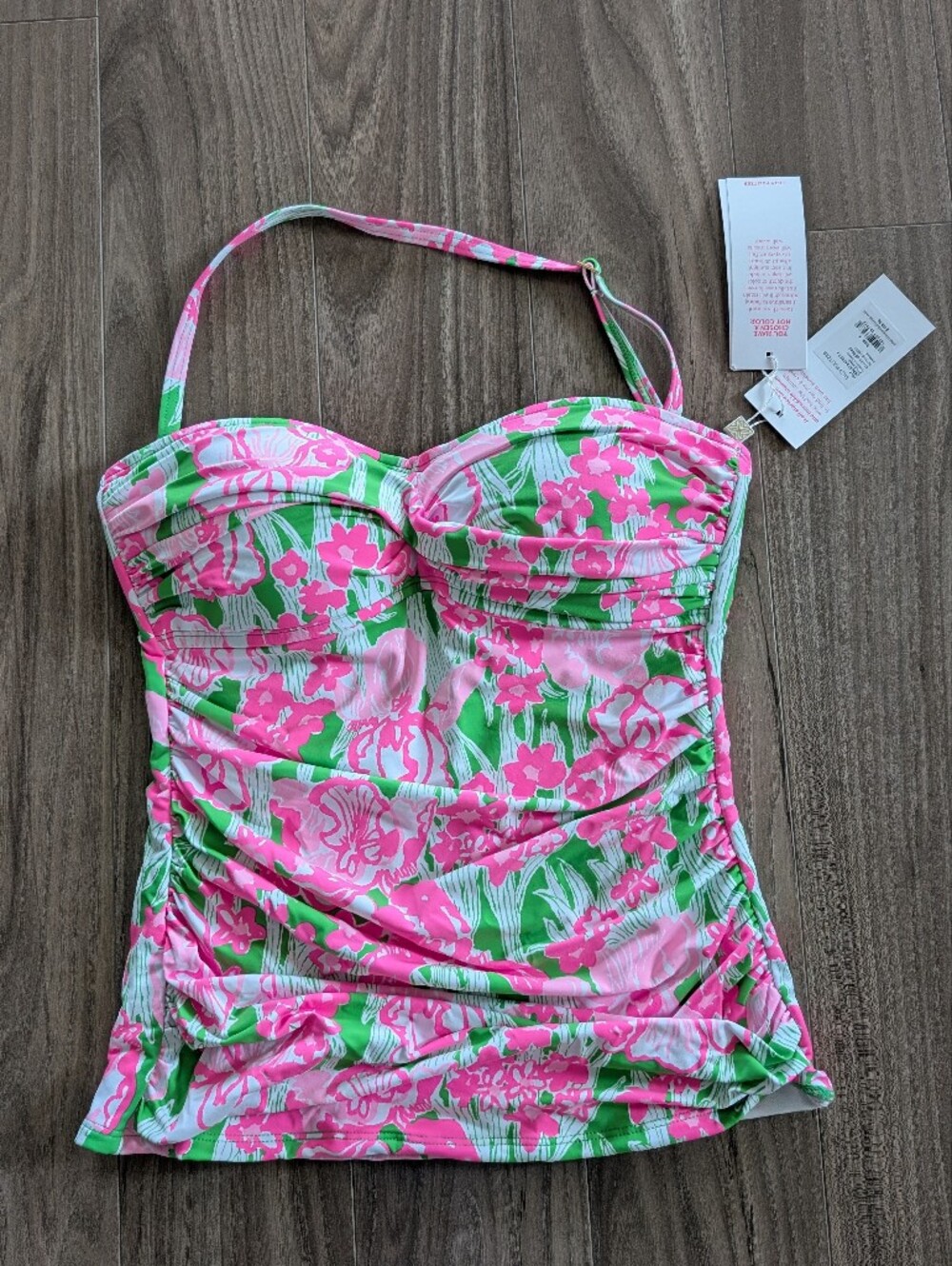 NWT Lilly Pulitzer Pink & Green Floral Tankini Swimsuit Top (Size 4)